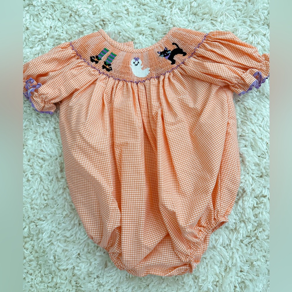 Gingham Smocked Halloween Bubble